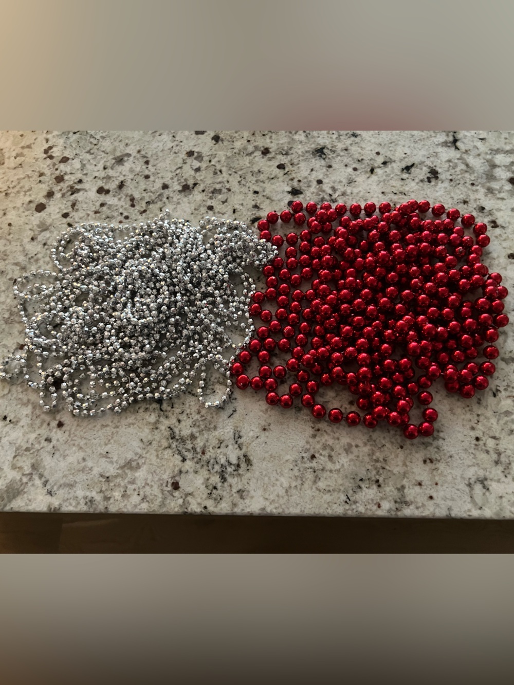 Red and Silver plastic Beaded String garland